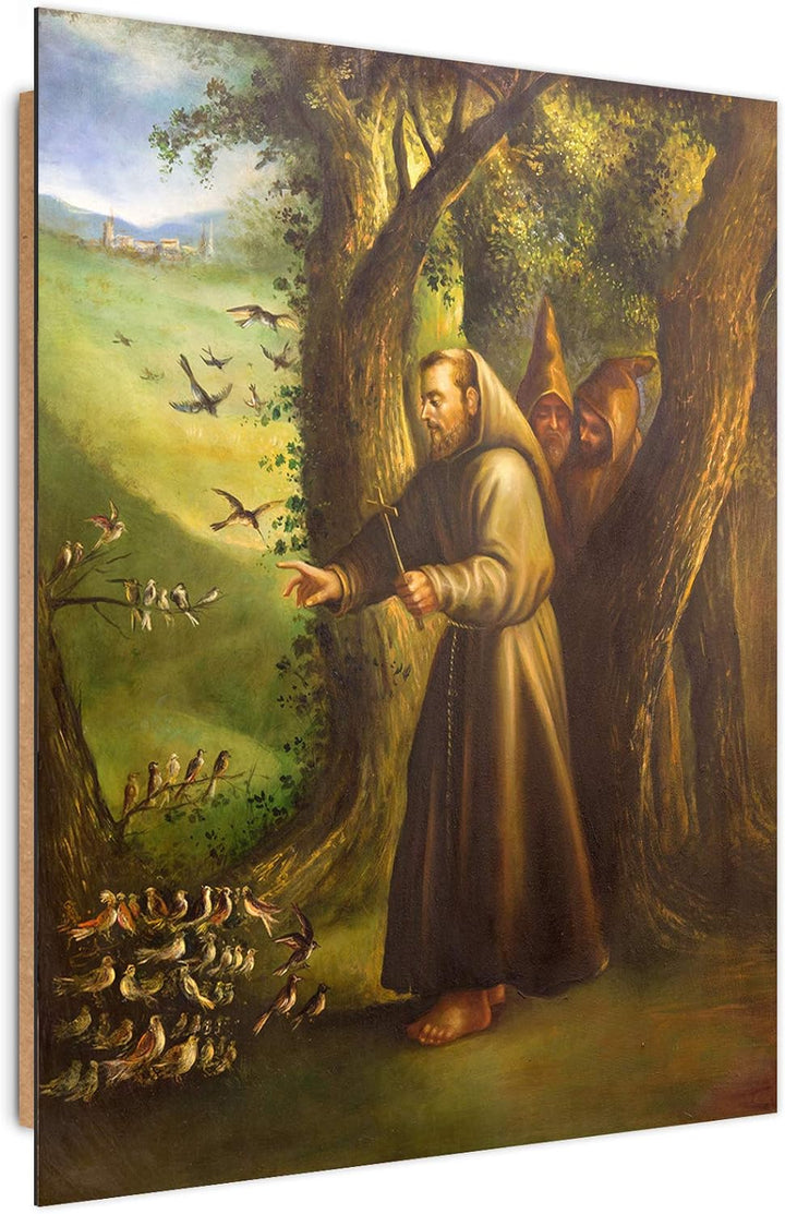 Wanddeko Franziskus von Assisi Kunst modern Bilder Braun 60x90 cm Deko Paneel 60x90 cm Braun_A, Deko