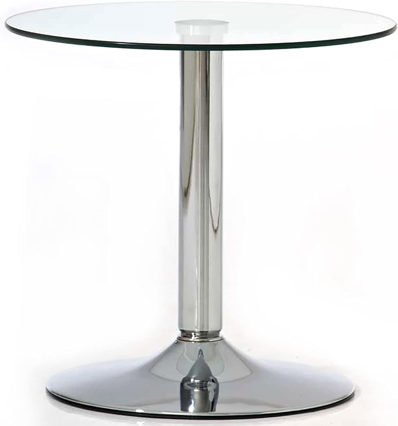 CLP Beistelltisch IKARUS mit Einer runden Tischplatte aus Sicherheitsglas I Stehtisch mit Metallgest