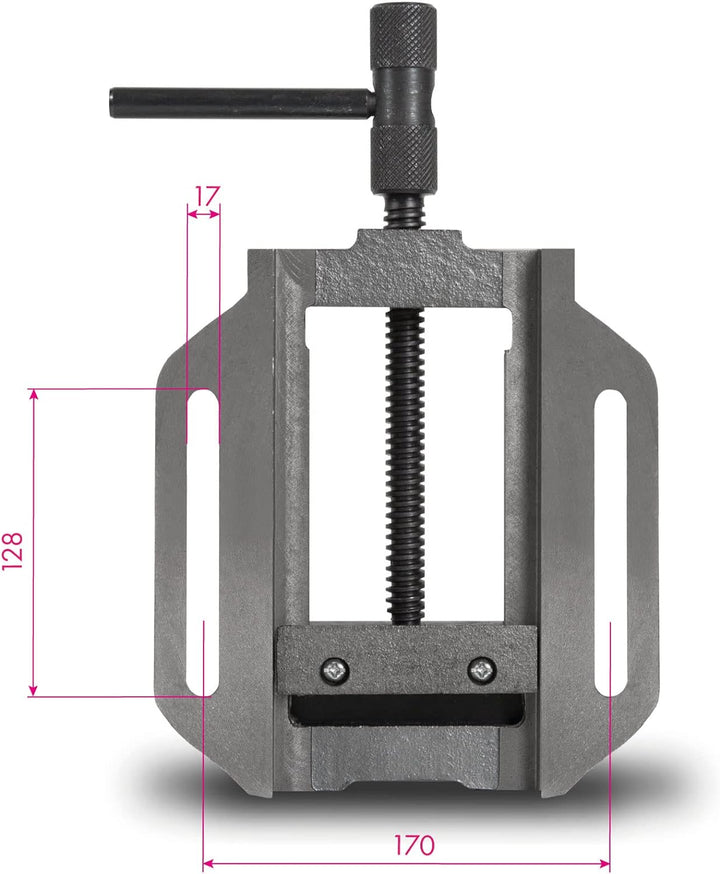 EBERTH Maschinenschraubstock aus Grauguss und Stahl, Backenbreite 150mm, Max. Spannbreite 129mm, Mas