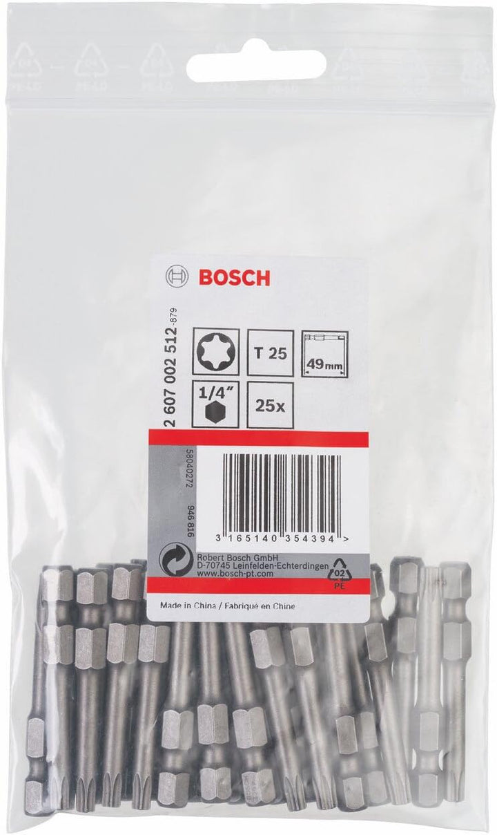 Bosch Professional Bit Extra-Hart für Innen-Torx-Schrauben (T25, Länge: 49 mm, 25 Stück) 49 mm, 25 S