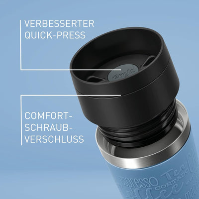 Emsa N20211 Travel Mug Classic Isolierbecher 0,36 Liter | neuer Komfort-Schraubverschluss | Edelstah