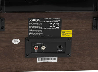 Denver MRD-52 Musiksystem mit DAB+/FM/AM Radio, Plattenspieler und CD Player, Holzoptik