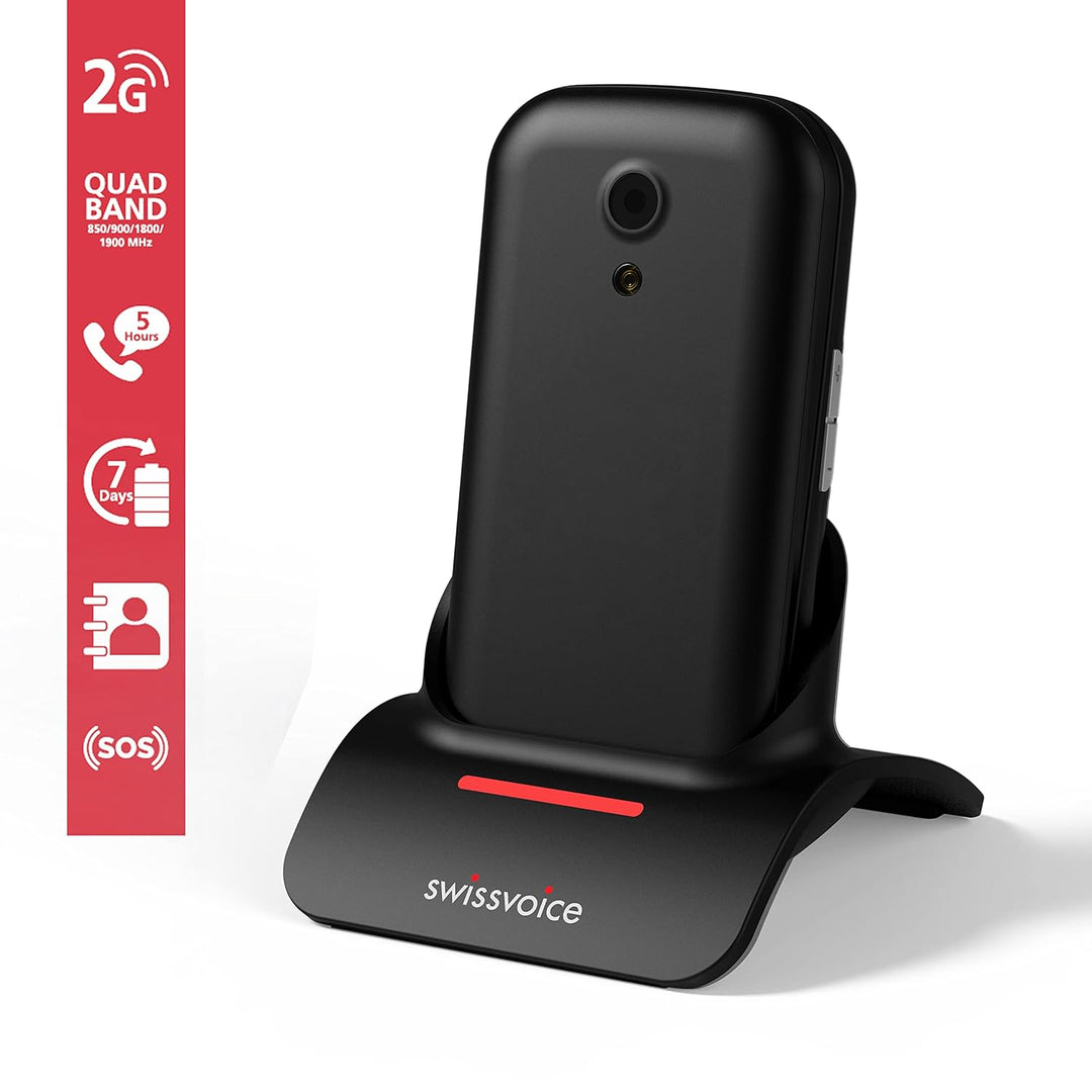 Swissvoice S24 2G Senioren-Klapp-Handy SOS Taste Schwarz
