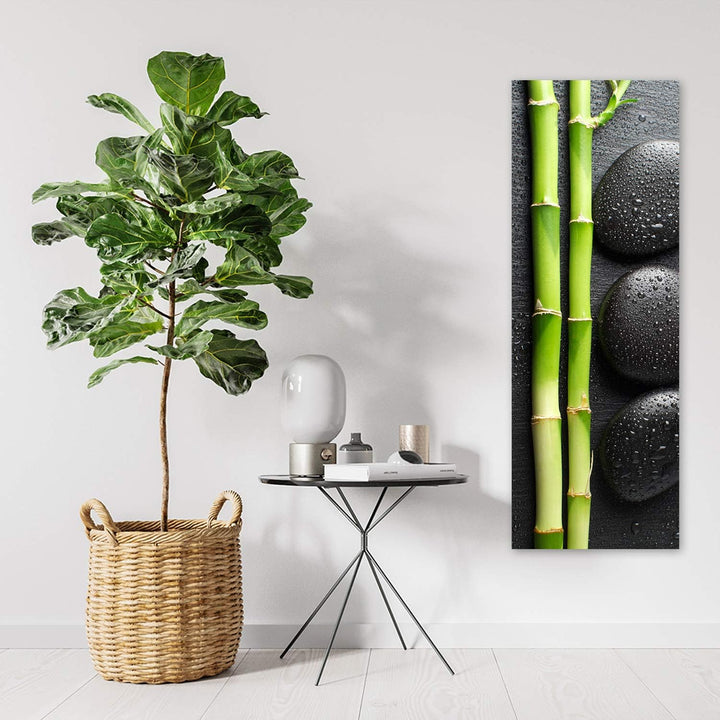 Wandbild XXL Zen Deko Kunst Bilder Bambus Schwarz 50x150 cm Deko Paneel 50x150 cm Schwarz_A, Deko Pa