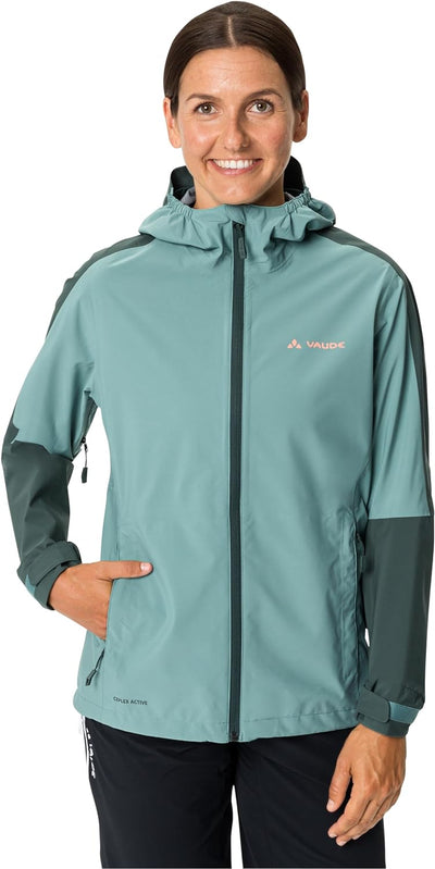 VAUDE Women's Moab Rain Jacket II - Regenjacke Damen - wasserdichte Radjacke 44 dusty moss, 44 dusty