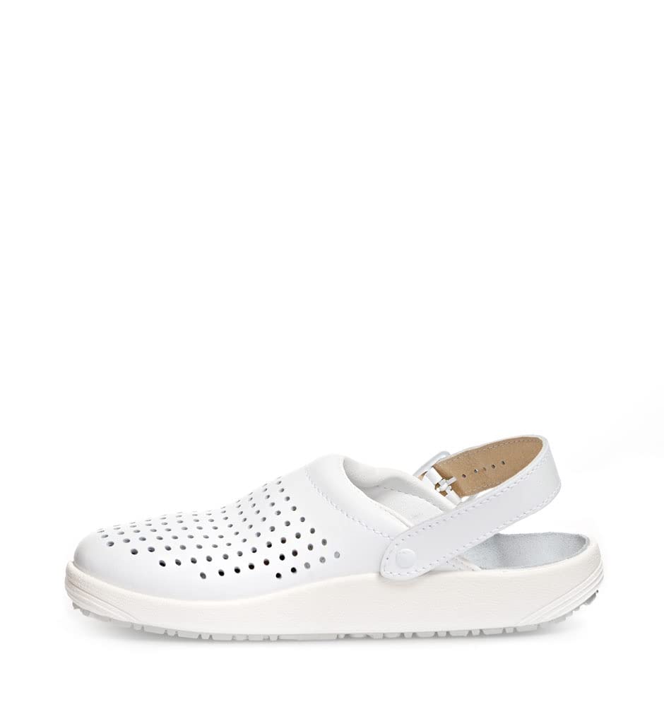 Abeba Clog 9300 - rubber Glattleder weiss, perforiert, zertifiziert, 39 39 EU, 39 EU