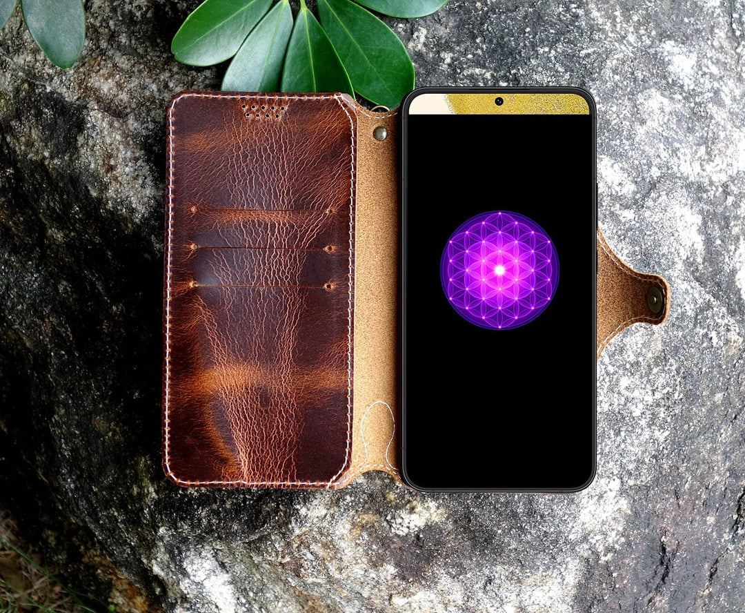 Yogurt Handyhülle für Samsung Galaxy S22+, Hülle Echtleder Case Ledertasche Lederhülle für Samsung S