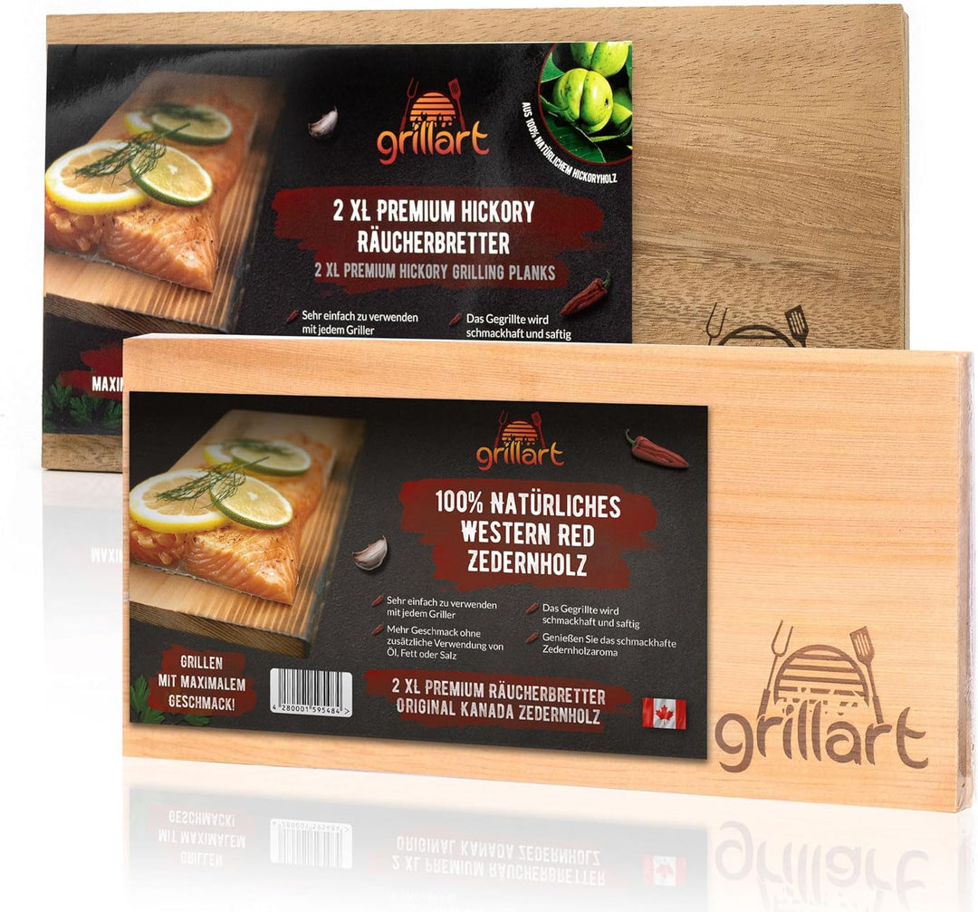 grillart Räucherbretter (Zedernholz 2er + Hickory 2er Set), Zedernholz 2er + Hickory 2er SET