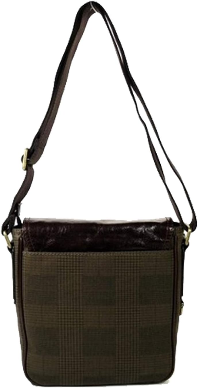 Fossil Transit Grün-Braun Herren Umhängetasche Schultertasche Messenger Leder Breite ca. 25 cm, Höhe