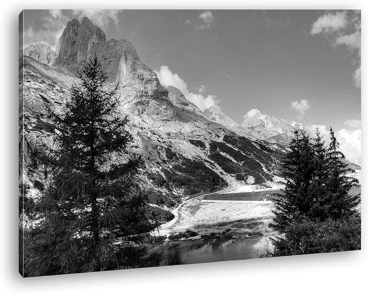 deyoli Berge in Südtirol Format: 80x60 Effekt: Schwarz&Weiss als Leinwandbild, Motiv fertig gerahmt