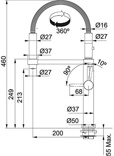 Franke 115.0393.976 Spültischbatterie mit Schwenkauslauf Pescara 360, Chrome