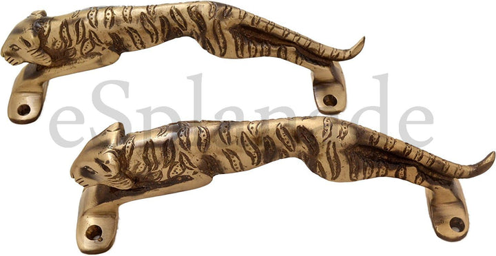 eSplanade - 19,1 cm Messing Designer Tiger/Jaguar Türgriff - 2er Set | Wohnkultur | Türdekor | Paar