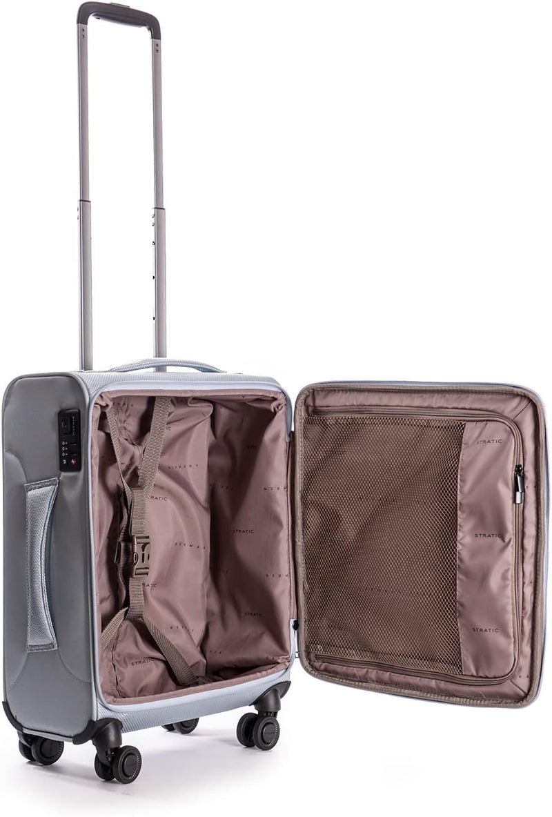 Stratic Mix Koffer Weichschale Reisekoffer Trolley Rollkoffer Handgepäck, TSA Kofferschloss, 4 Rolle