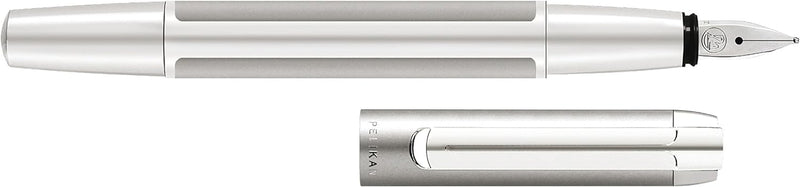 Pelikan 951988 Füllhalter Pura P40, B, silber Silver 1 Stück (1er Pack) B-Feder, Silver 1 Stück (1er