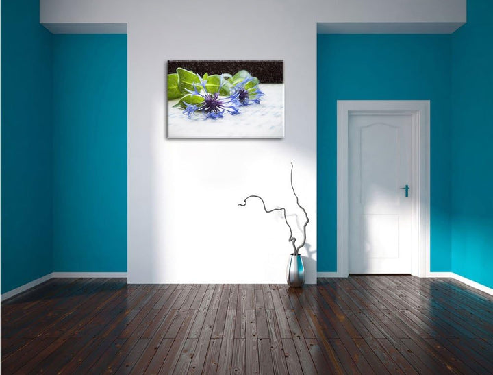 Pixxprint Notenblatt mit Kornblume als Leinwandbild/Grösse: 100x70 cm/Wandbild/Kunstdruck/fertig bes