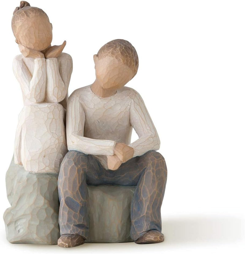 Enesco Willow Tree 26187 Figur Bruder und Schwester, 7,6 x 3,8 x 14 cm, Natur, Bruder und Schwester