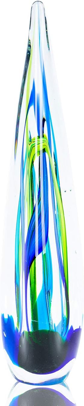 levandeo Designer Skulptur 34cm Hoch Glas Design Glasskulptur Glasdeko Blau Grün Unikat Tischdeko De