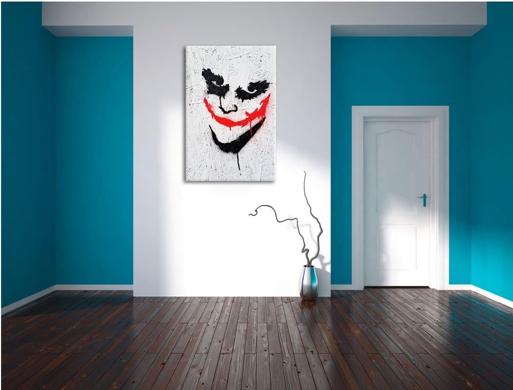 Pixxprint Joker Format: 100x70 auf Leinwand, XXL riesige Bilder fertig gerahmt mit Keilrahmen, Kunst