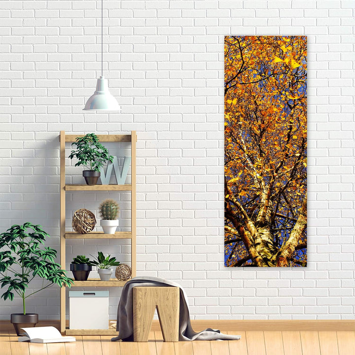 Febby Vlies Leinwandbild XXL Herbstbirke 50x150 cm Wandbild Kunst Bilder Schlafzimmer Deko Wohnzimme