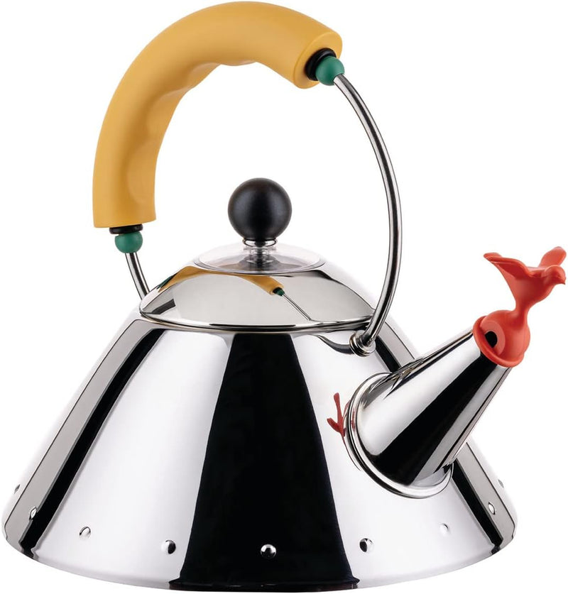 Alessi Kettle 9093/1 Y - Wasserkessel mit Magnetboden aus Edelstahl 18/10 Glänzend Poliert, für Indu