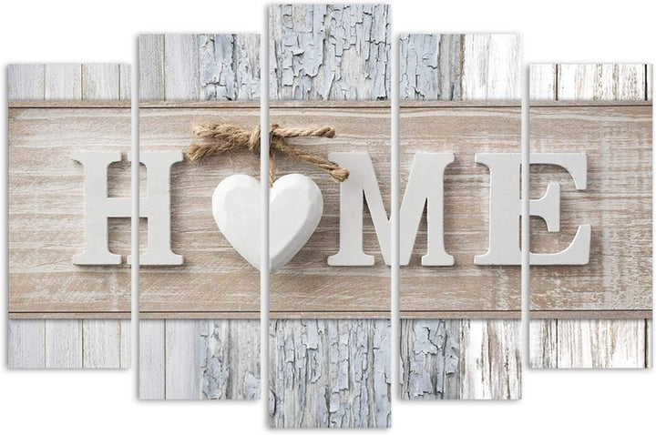 Feeby Wanddeko 5 teile Haus 150x100 cm Bilder modern Wanddekoration Herz Wohnzimmer Küche Grau Deko