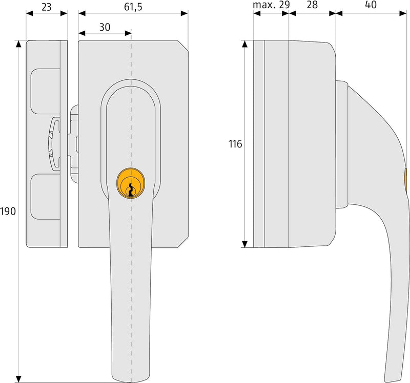 ABUS Fenster-Zusatzsicherung FO500N AL0125 - Fensterschloss mit Druckzylinder, gleichschliessend - A