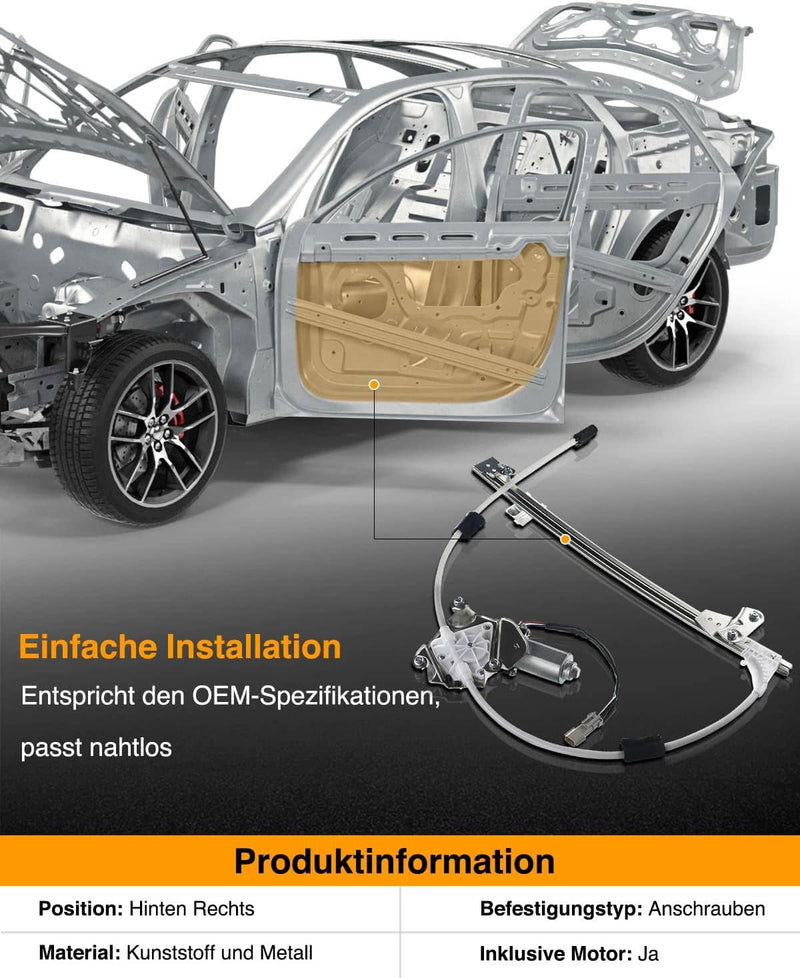 Frankberg Fensterheber mit Motor Hinten Rechts Kompatibel mit Cherokee KJ SUV 2001-2008 55360034AJ