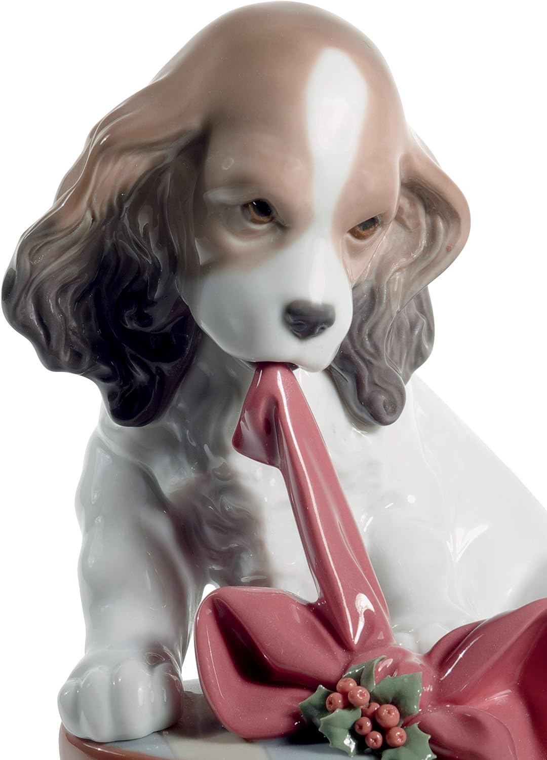 LLADRÓ Weihnachts-Figur Ich Kann Nicht Warten!. Hund (Krippenfigur). Porzellan.