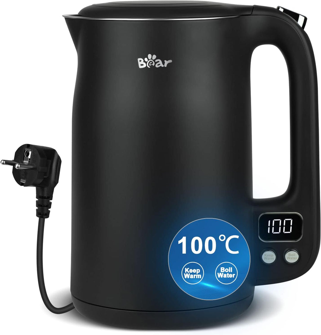Bear 1.7L 304 Edelstahl Mit 11 Temperaturen Wasserkocher,1800w Trockenaufschutz, Doppelter Verbrühun