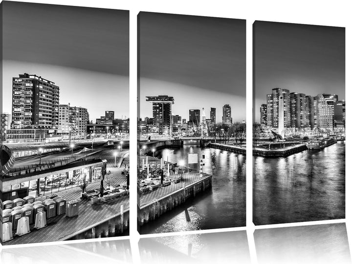 Pixxprint Ausblick auf Rotterdam als Leinwandbild/Grösse: 3 Teilig (120x80 cm) cm/Wandbild/Kunstdruc