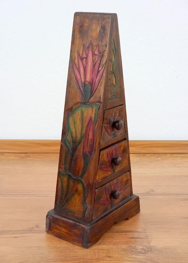 livasia Pyramiden Kommode, Schubladenkommode, Schubladenschränkchen, Schmuckschränkchen (braun)