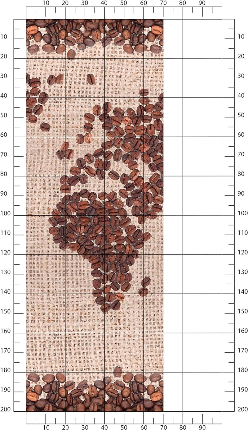 wandmotiv24 Türtapete Weltkarte Kaffee 70 x 200cm (B x H) - selbstklebend Vlies 150g Sticker für Tür