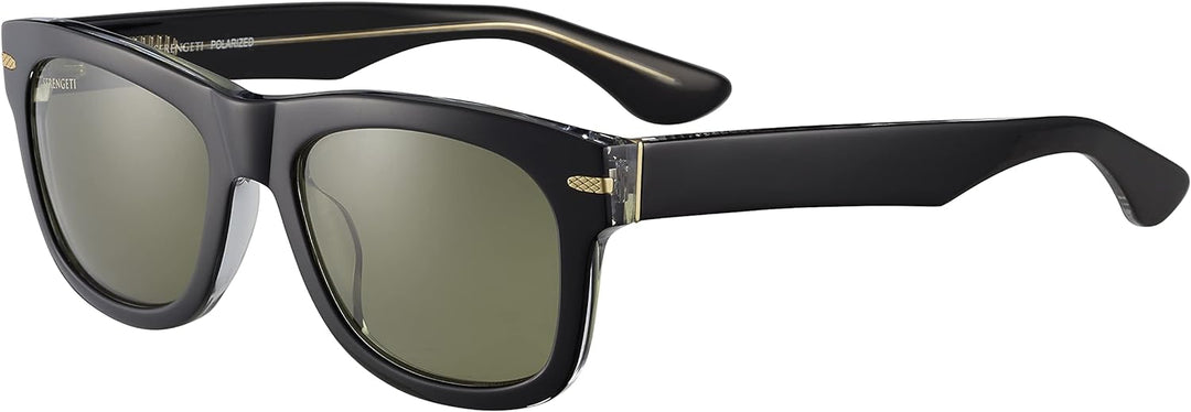 Serengeti Unisex Foyt Sonnenbrille, Glänzend, Schwarz, transparente Schicht, M