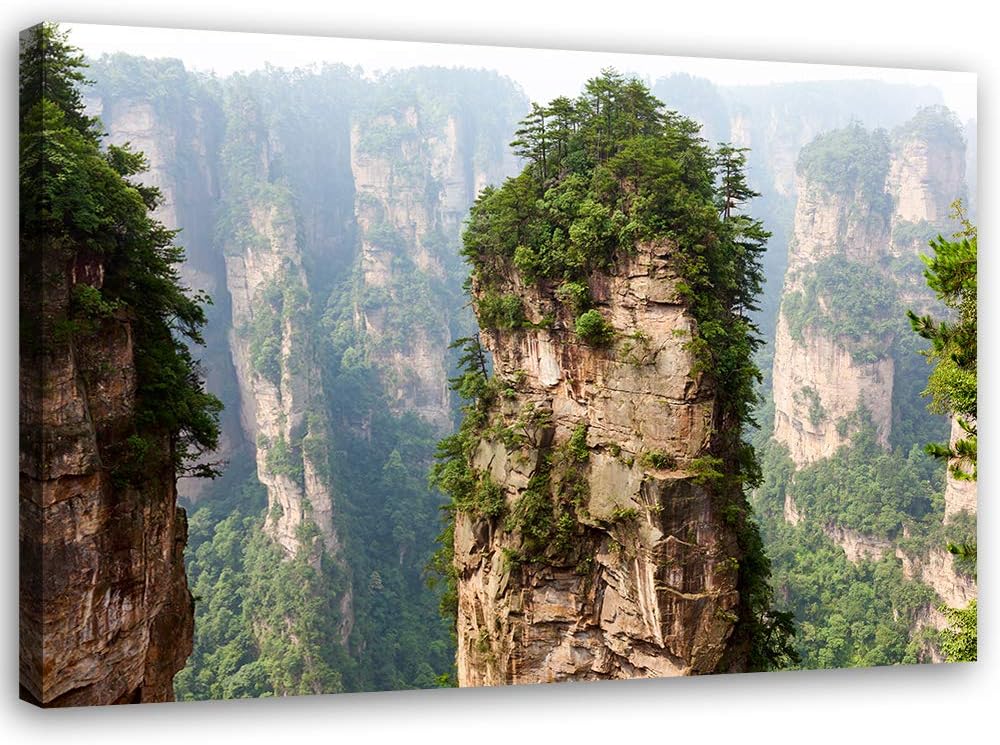 Feeby Vlies Leinwandbild Tianzi-Berg 90x60 cm Wand Bild Kunstdruck Deko Wohnzimmer Wohnungs Deko Nat