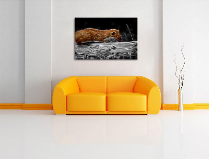 Dark wildes kleines Frettchen schwarz/weiss Deluxe Format: 100x70 cm auf Leinwand, XXL riesige Bilde