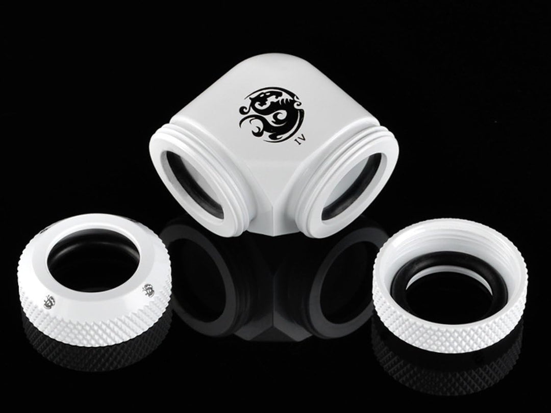 Bitspower Multi-Link Adapter 90 Grad fÃ ¼ r 2 x 12 mm AD – WeiÃŸ