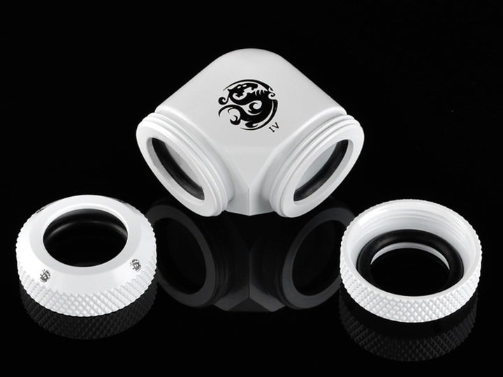 Bitspower Multi-Link Adapter 90 Grad fÃ ¼ r 2 x 12 mm AD – WeiÃŸ