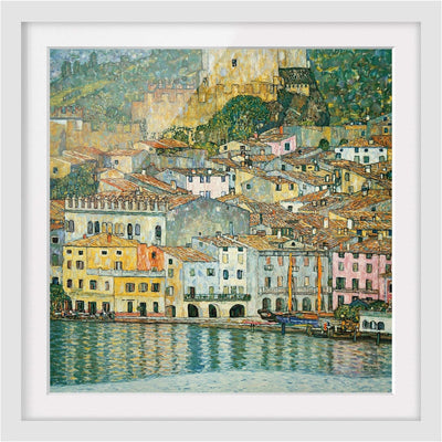 Bild mit Rahmen - Gustav Klimt - Malcesine am Gardasee - Farbe Weiss 70 x 70cm 70cm x 70cm Weiss, 70