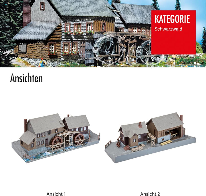 FALLER Hexenlochmühle Modellbausatz mit 255 Einzelteilen 310 x 130 x 115 mm I Modelleisenbahn Zubehö