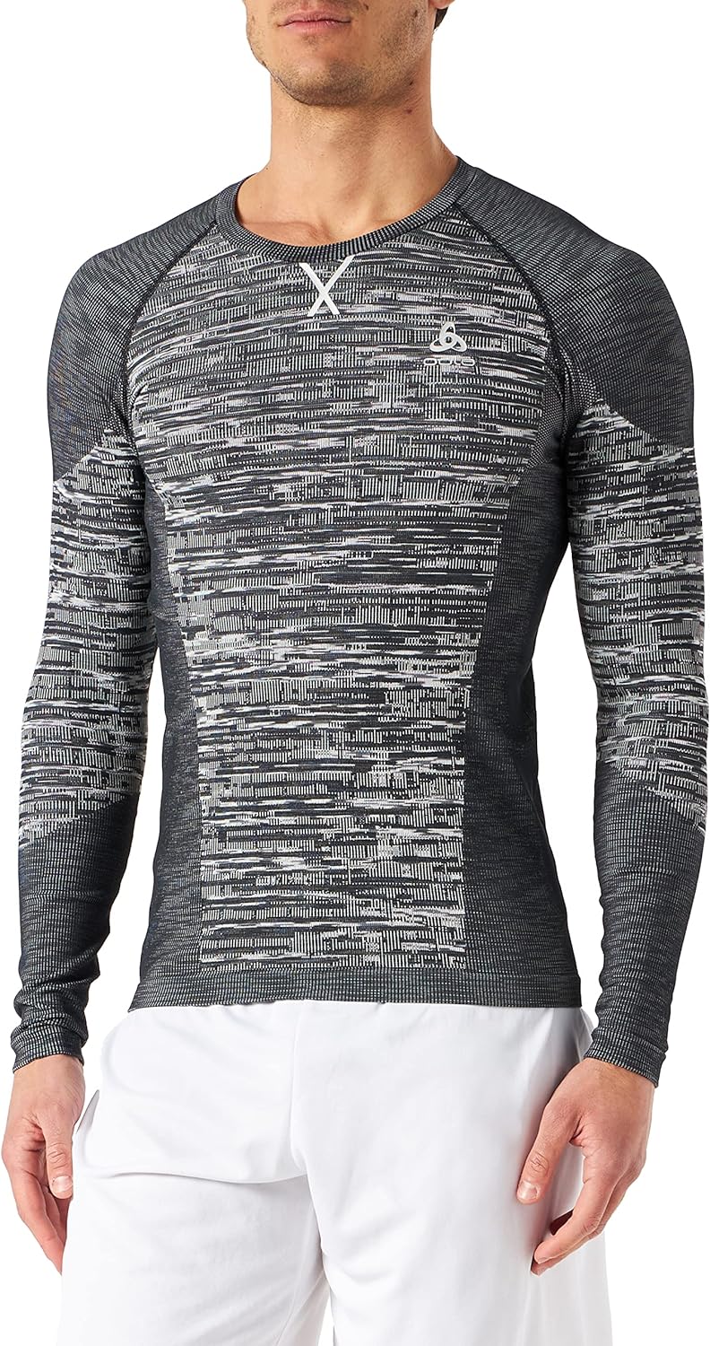 Odlo Herren Bl Top Crew Neck L/S Blackcomb Eco Langarmshirt M Black - Space Dye, M Black - Space Dye