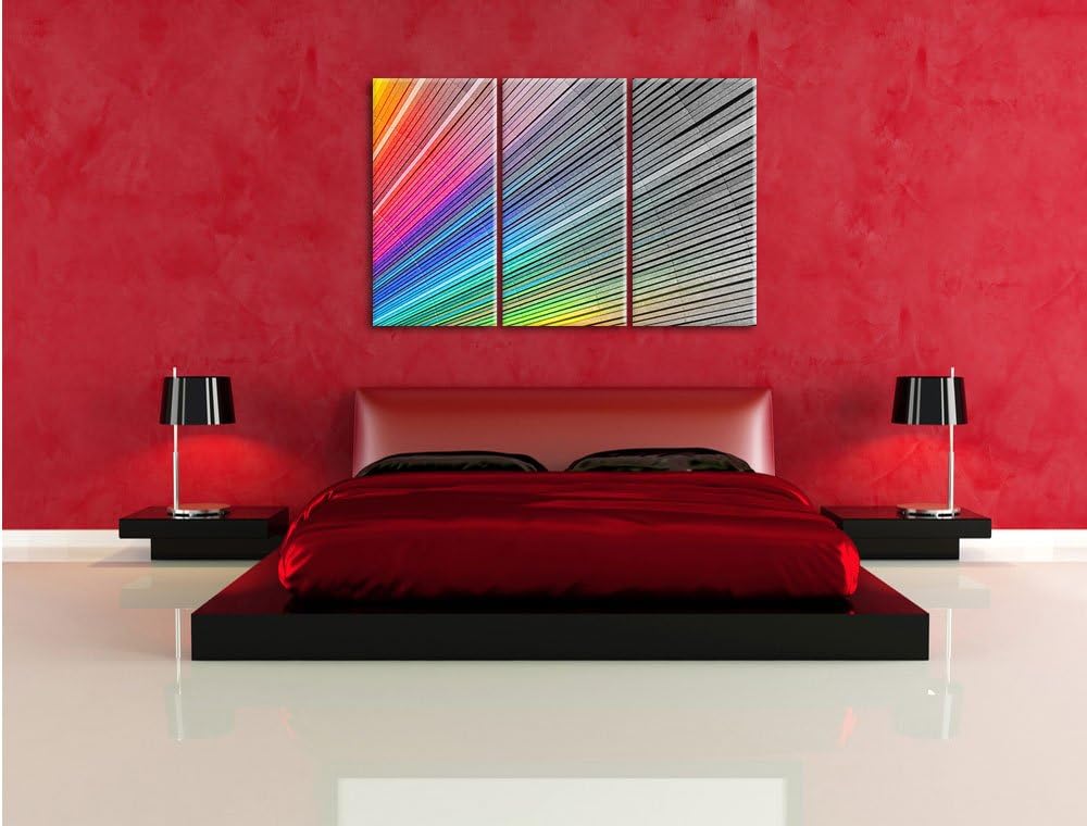 Pixxprint Bunter Farbfächer als Leinwandbild/Grösse: 3 Teilig (120x80) cm/Wandbild/Kunstdruck/fertig