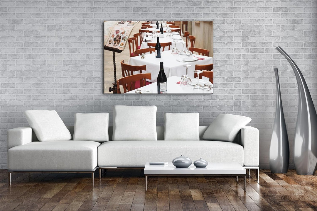 deyoli Restaurant Tische im Aussenbereich Format: 80x60 als Leinwandbild, Motiv fertig gerahmt auf E