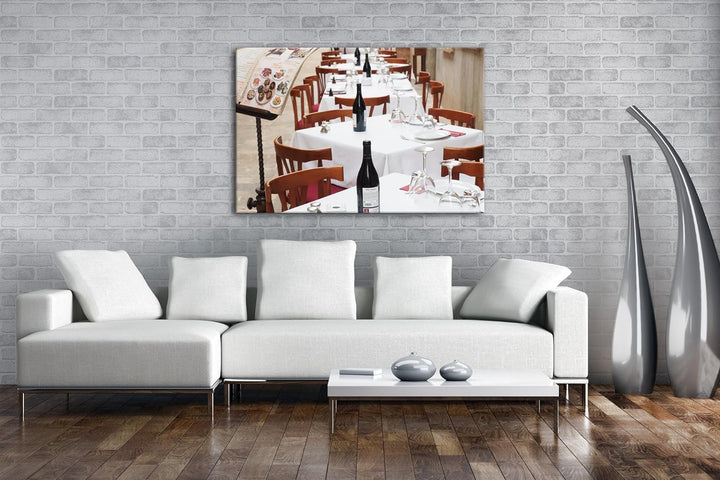 deyoli Restaurant Tische im Aussenbereich Format: 80x60 als Leinwandbild, Motiv fertig gerahmt auf E