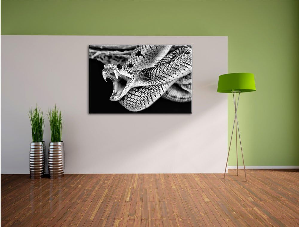 Pixxprint Giftige grüne Schlange als Leinwandbild/Grösse: 100x70 cm/Wandbild/Kunstdruck/fertig bespa