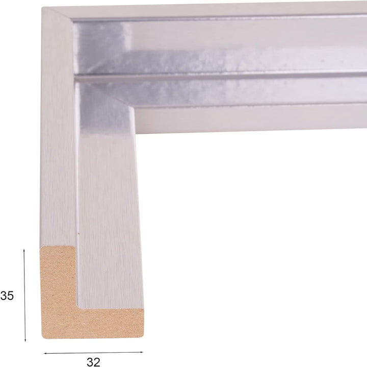 Rahmendesign24 Schattenfugenrahmen Oslo für Keilrahmenbilder und Leinwände 50x70 Silber (hochglanz)