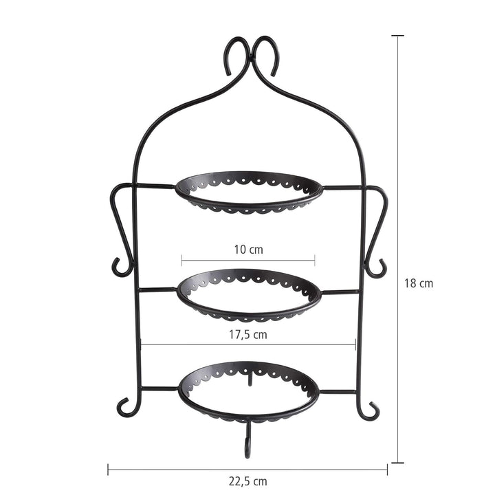 APS 33202 ROMANTIC Servierständer für 3 Platten, Edelstahl, weiss, 22.5 x 16 x 32 cm