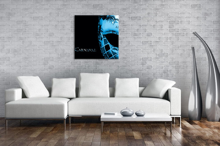 deyoli Dark Karnevals Maske Format: 70x70 Effekt: Monocrome Blau als Leinwand, Motiv fertig gerahmt