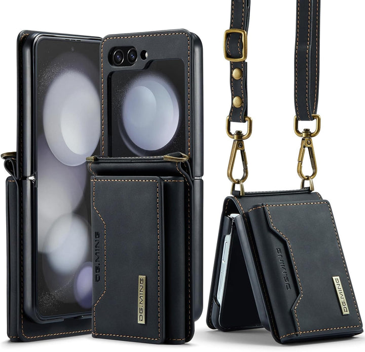 UDBKKDX Brieftasche Handyhülle für Samsung Galaxy Z Flip 4, hülle Mattes Leder mit Ständer Kameralin