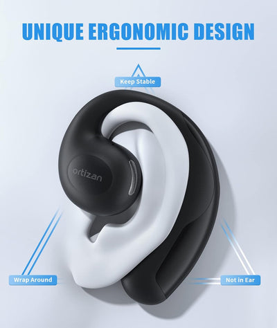 Ortizan Open Ear Kopfhörer, Kabellose Ohrhörer mit Ohrbügeln, Bluetooth 5.3, IP67 Wasserschutz, Luft