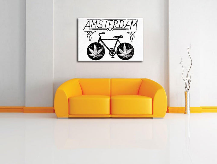 Pixxprint Amsterdam Light Format: 100x70auf Leinwand, XXL riesige Bilder fertig gerahmt mit Keilrahm